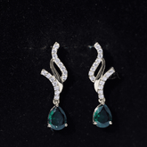 Vintage Lab Grown Emerald Teardrop Earrings with Diamond Accent Rosec Jewels