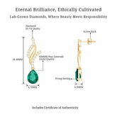 Vintage Lab Grown Emerald Teardrop Earrings with Diamond Accent Rosec Jewels