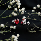 Certified Lab Grown Ruby Devil Heart Earrings Rosec Jewels