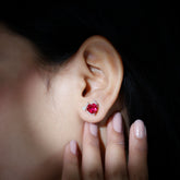 Certified Lab Grown Ruby Devil Heart Earrings Rosec Jewels