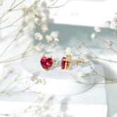 Certified Lab Grown Ruby Devil Heart Earrings Rosec Jewels