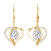 Certified 1.3 Carat Pear Lab Grown Diamond Heart Drop Earrings Rosec Jewels