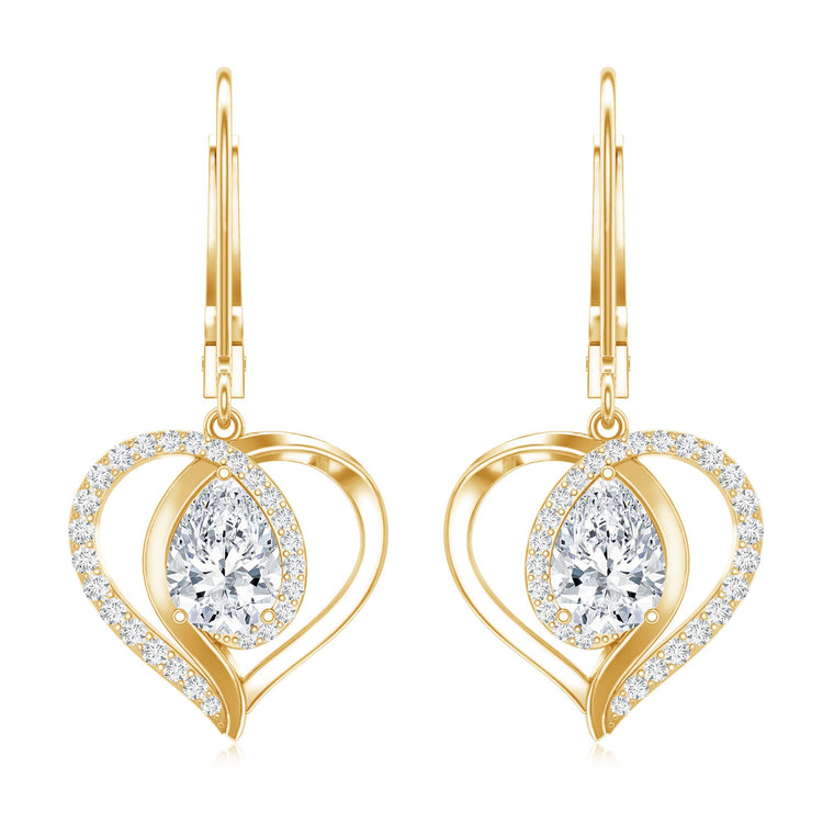 Certified 1.3 Carat Pear Lab Grown Diamond Heart Drop Earrings Rosec Jewels