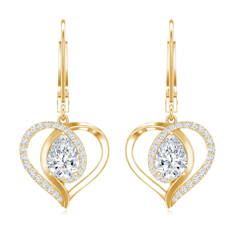 Certified 1.3 Carat Pear Lab Grown Diamond Heart Drop Earrings