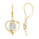 Certified 1.3 Carat Pear Lab Grown Diamond Heart Drop Earrings Rosec Jewels