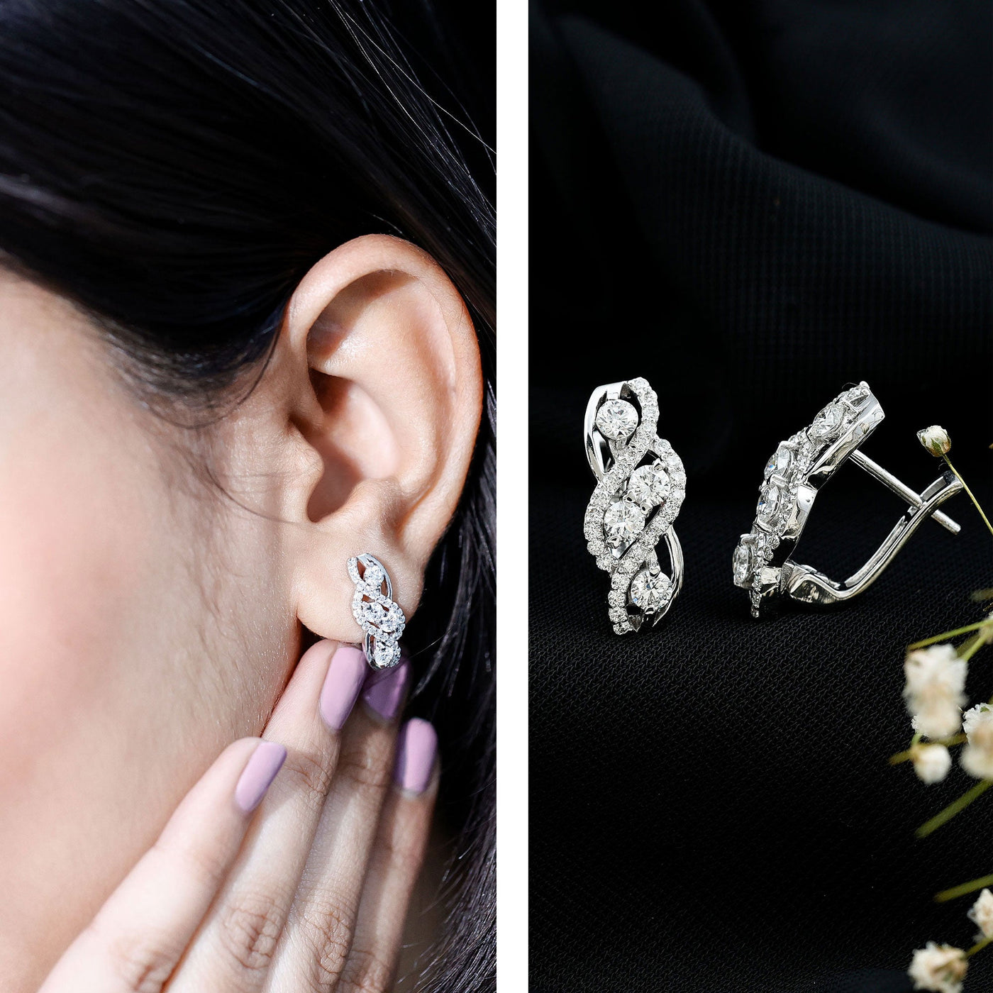 Lab Grown Diamond Infinity Earrings For Women Rosec Jewels