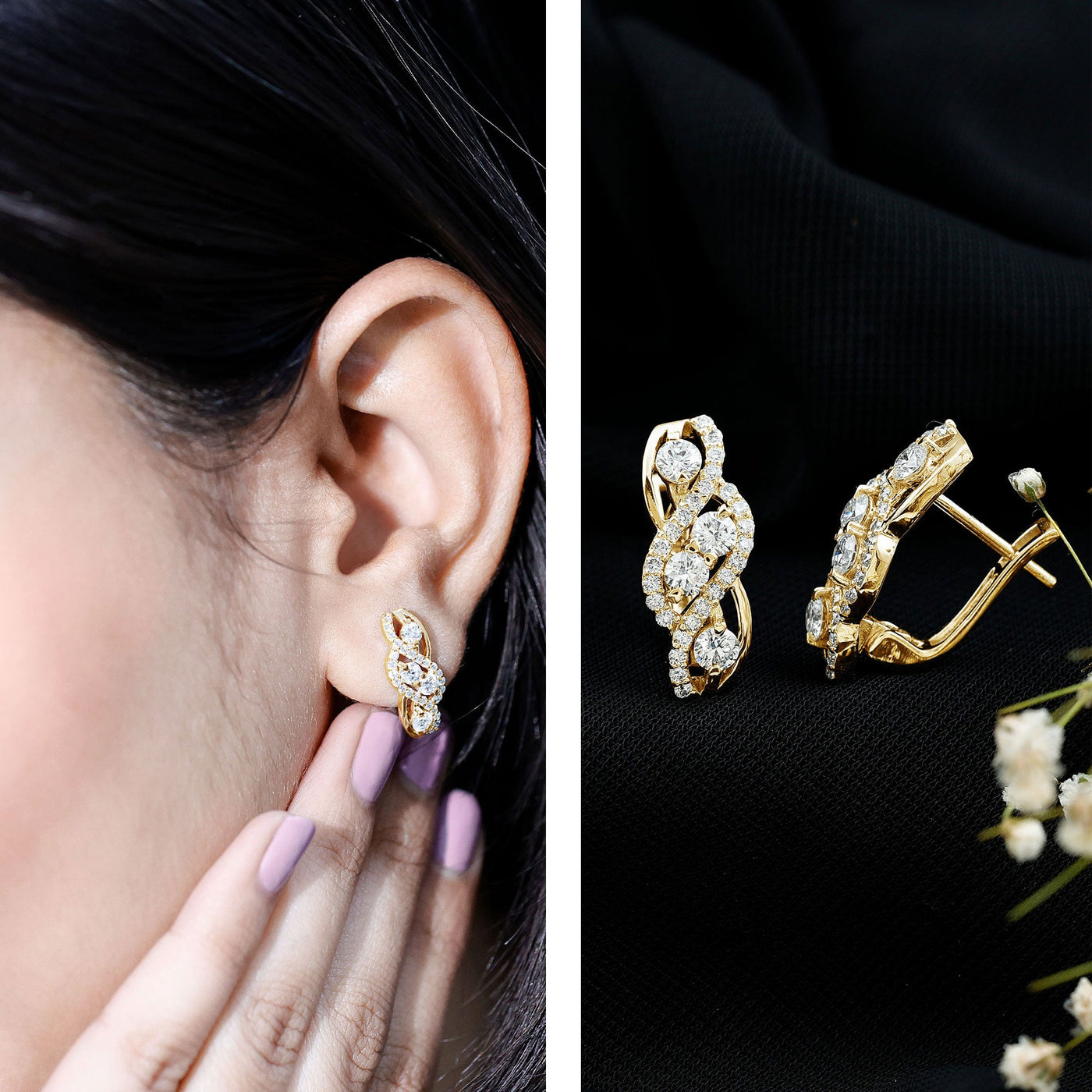 Lab Grown Diamond Infinity Earrings For Women Rosec Jewels