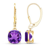Natural 4.2 Carat Cushion Cut Amethyst Drop Earrings with Lever Back Rosec Jewels