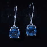 Cushion Cut London Blue Topaz Solitaire Drop Earrings Rosec Jewels
