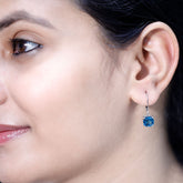 Cushion Cut London Blue Topaz Solitaire Drop Earrings Rosec Jewels