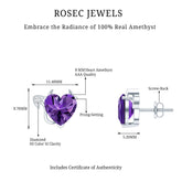 Heart Shape Amethyst and Diamond Gothic Stud Earrings Rosec Jewels