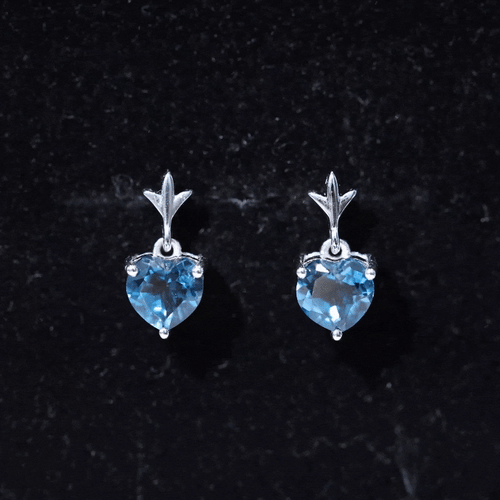 4 Carat London Blue Topaz Heart Drop Earrings for Women Rosec Jewels