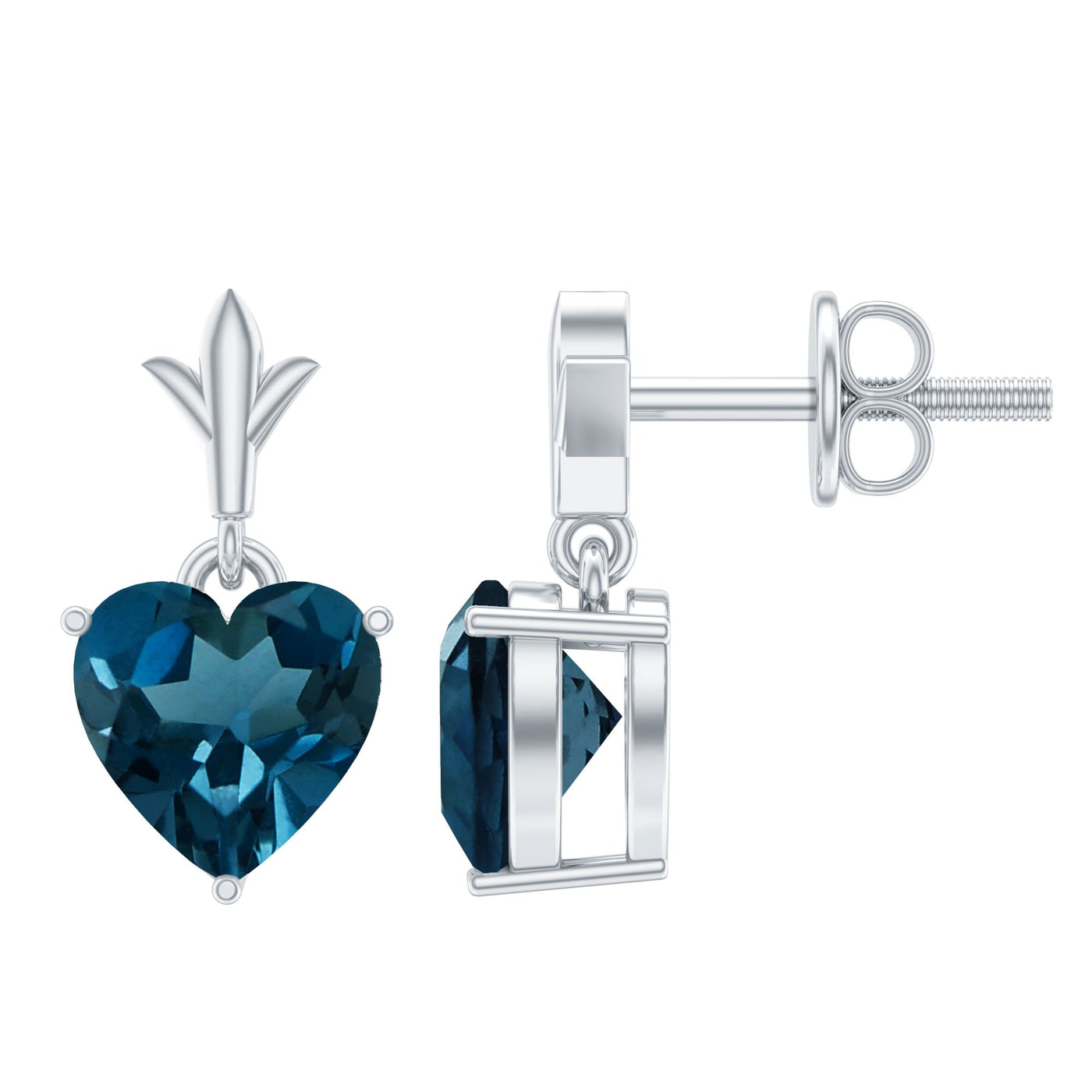 4 Carat London Blue Topaz Heart Drop Earrings for Women Rosec Jewels