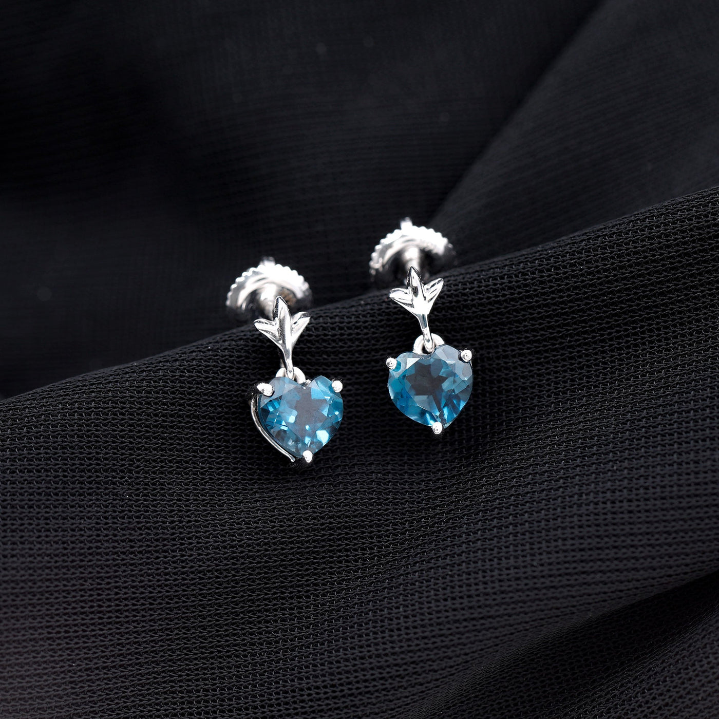 4 Carat London Blue Topaz Heart Drop Earrings for Women Rosec Jewels