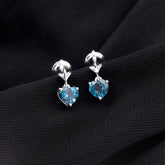 4 Carat London Blue Topaz Heart Drop Earrings for Women Rosec Jewels