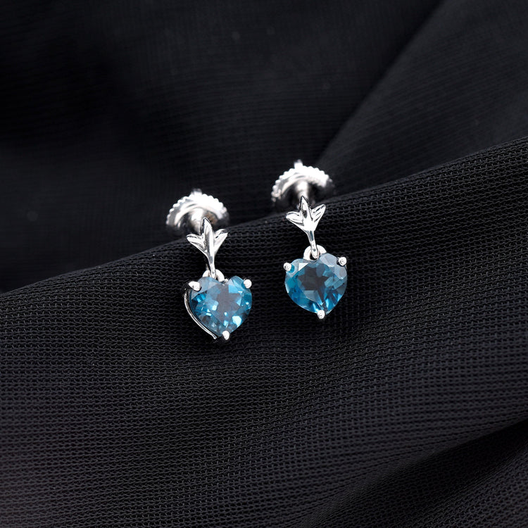 4 Carat London Blue Topaz Heart Drop Earrings for Women Rosec Jewels