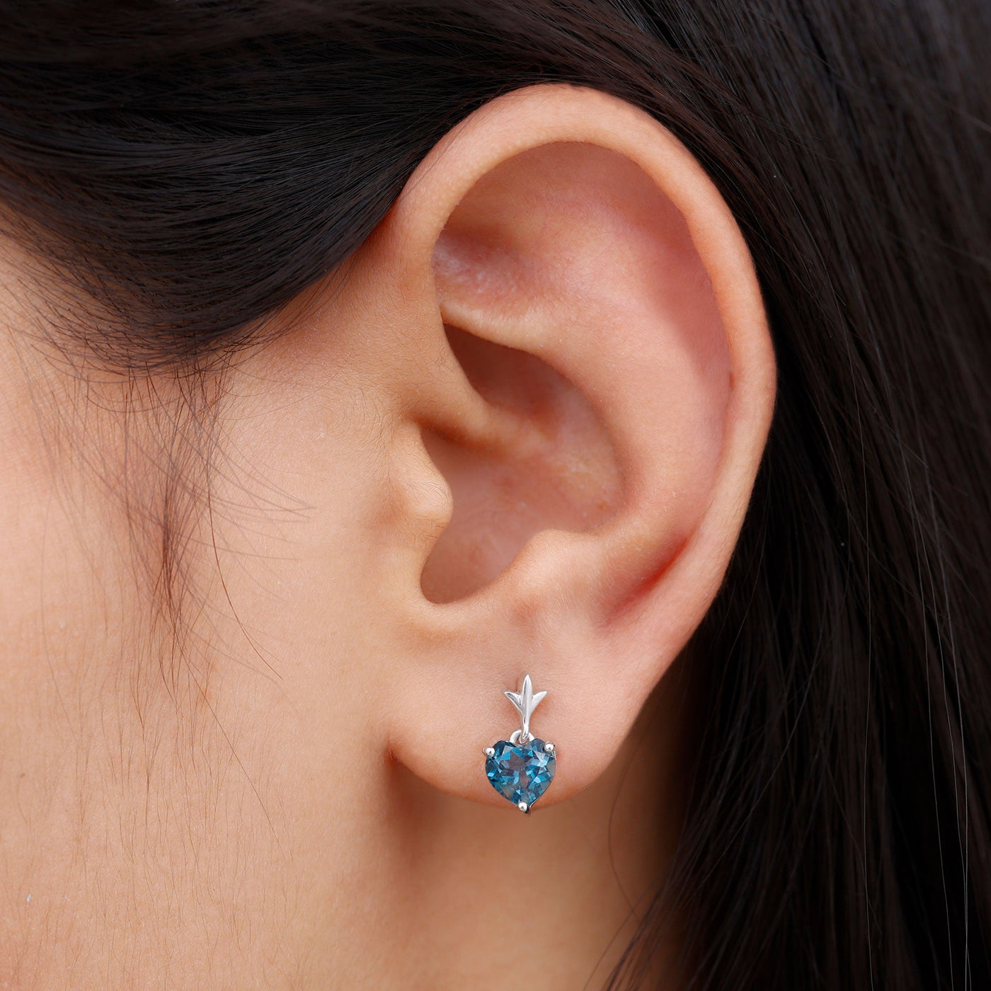 4 Carat London Blue Topaz Heart Drop Earrings for Women Rosec Jewels