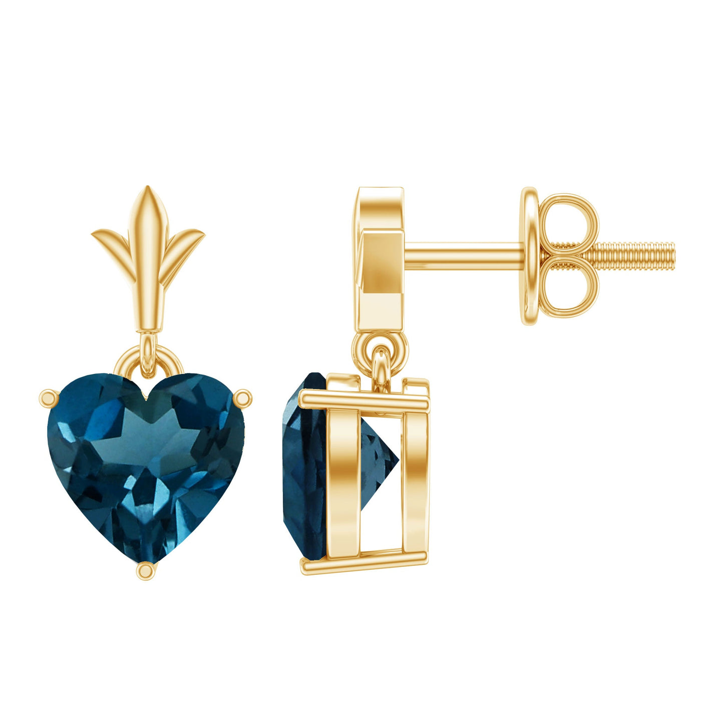 4 Carat London Blue Topaz Heart Drop Earrings for Women Rosec Jewels