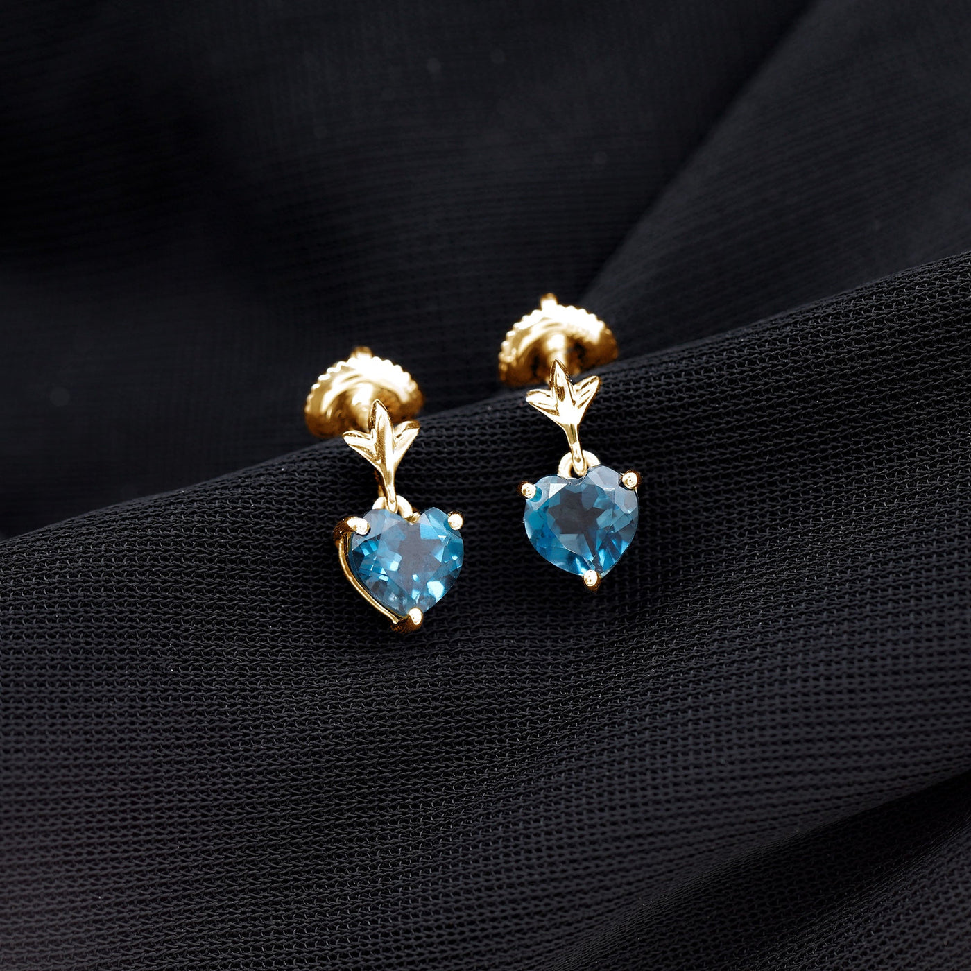 4 Carat London Blue Topaz Heart Drop Earrings for Women Rosec Jewels