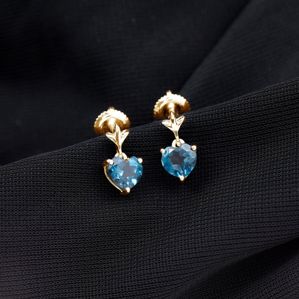 4 Carat London Blue Topaz Heart Drop Earrings for Women Rosec Jewels