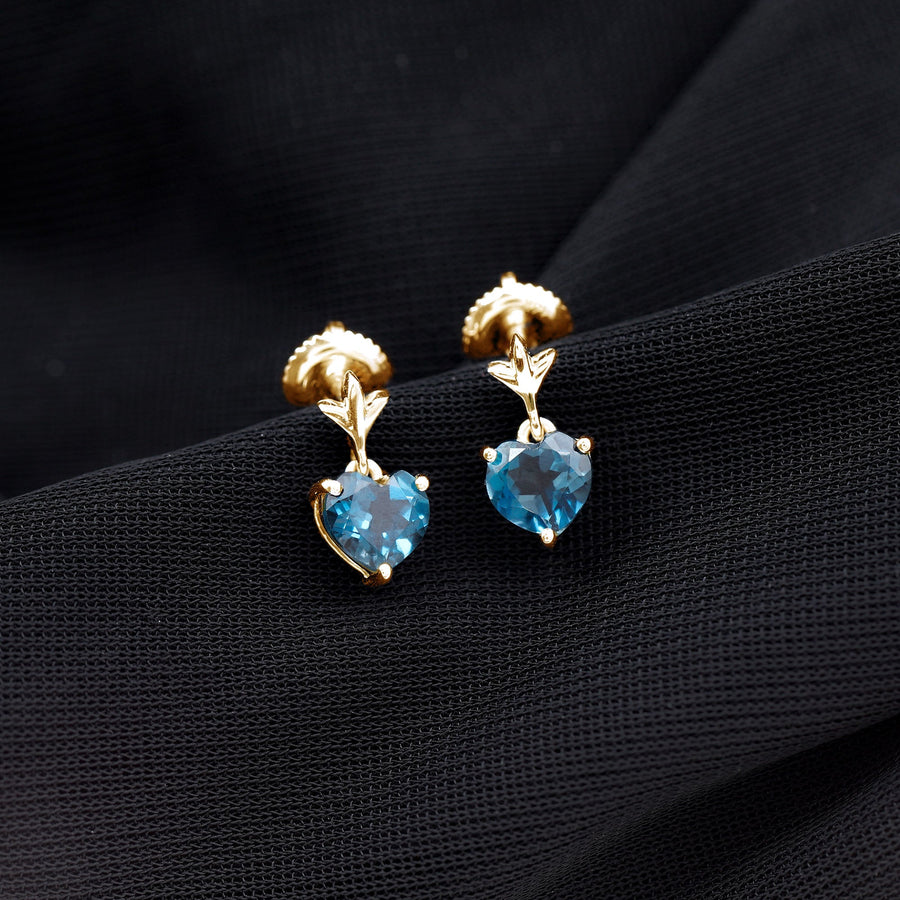 4 Carat London Blue Topaz Heart Drop Earrings for Women Rosec Jewels