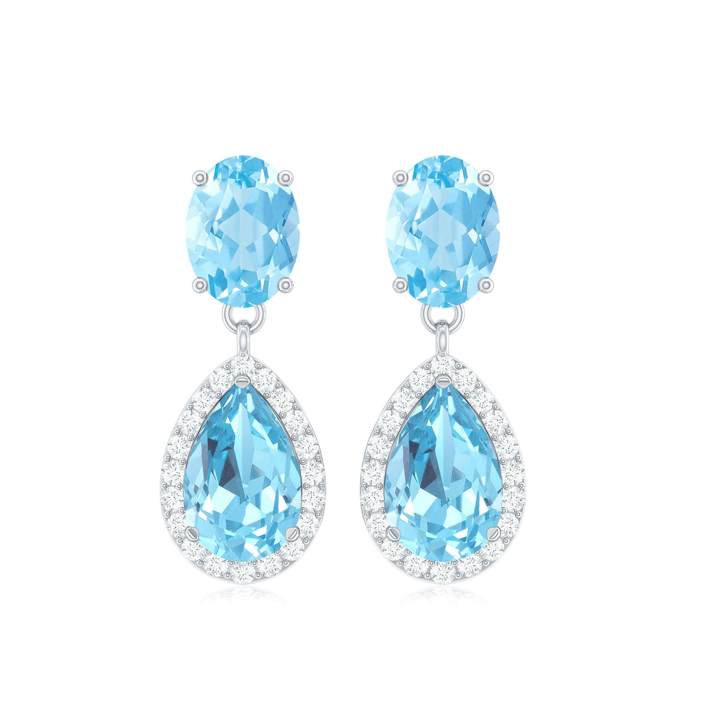 Certified Aquamarine and Diamond Dangle Drop Earrings Rosec Jewels