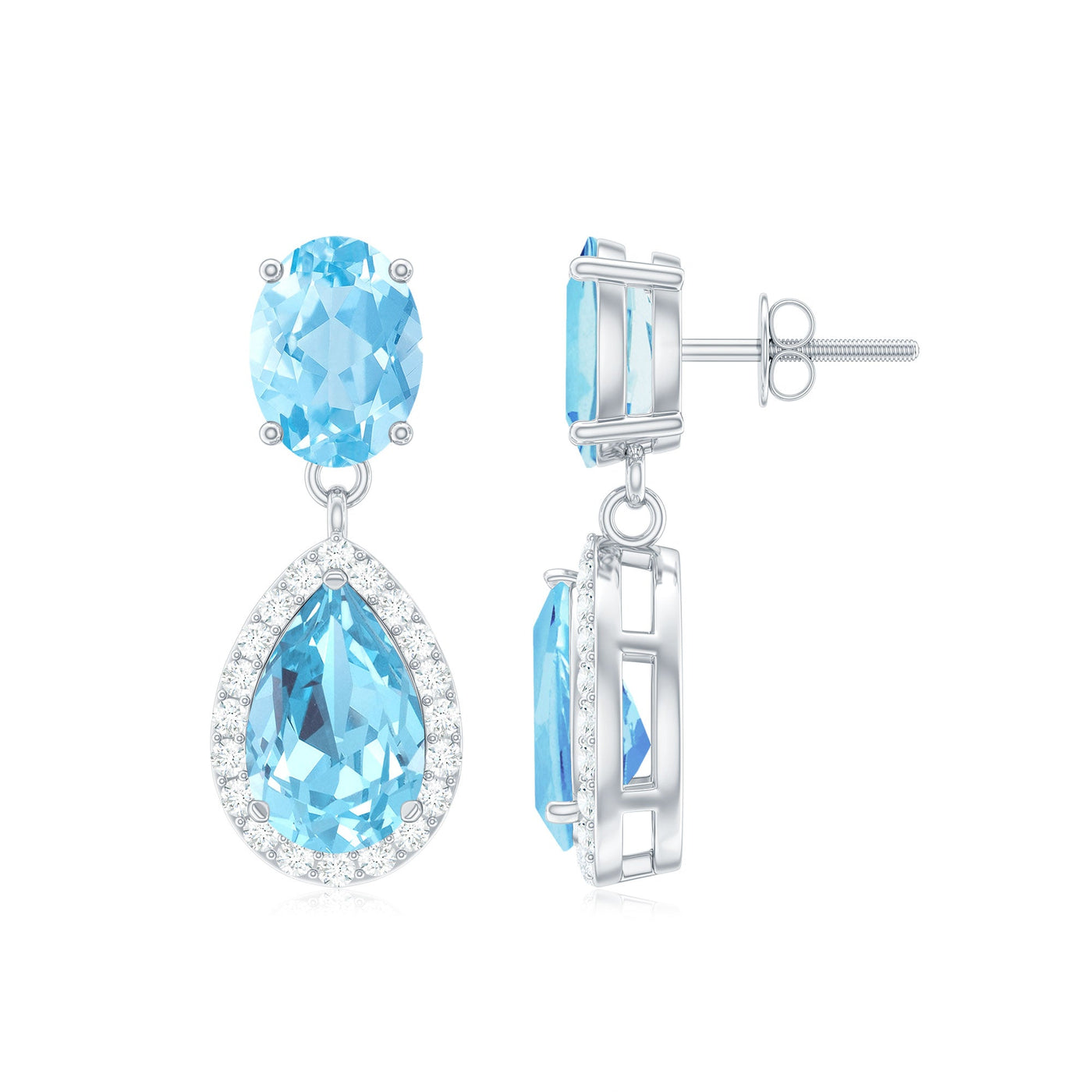 Certified Aquamarine and Diamond Dangle Drop Earrings Rosec Jewels