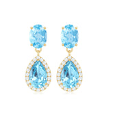 Certified Aquamarine and Diamond Dangle Drop Earrings Rosec Jewels