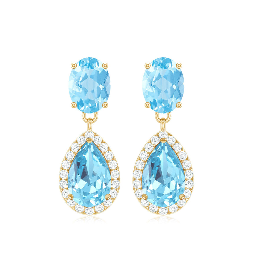 Certified Aquamarine and Diamond Dangle Drop Earrings