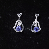 1 Carat Tanzanite and Diamond Heart Drop Earrings Rosec Jewels