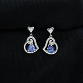 1 Carat Tanzanite and Diamond Heart Drop Earrings Rosec Jewels