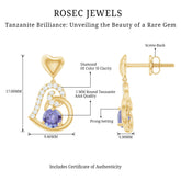 1 Carat Tanzanite and Diamond Heart Drop Earrings Rosec Jewels