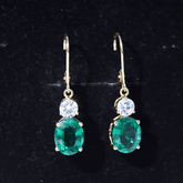 Lab Grown Emerald Oval Drop Earrings With Moissanite Rosec Jewels