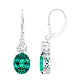 Lab Grown Emerald Oval Drop Earrings With Moissanite Rosec Jewels