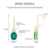 Lab Grown Emerald Oval Drop Earrings With Moissanite Rosec Jewels