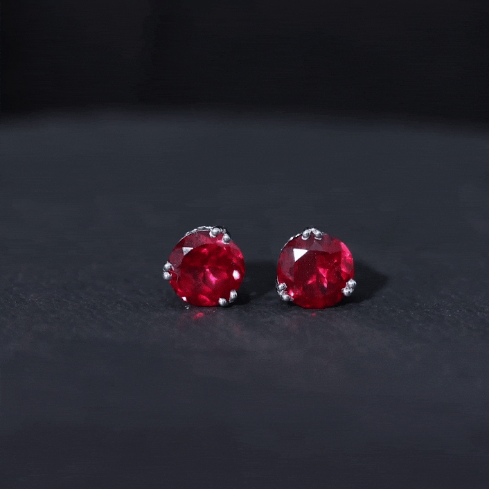 4.7 Carat Lab Created Ruby Solitaire Stud Earrings for Women Rosec Jewels