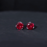 4.7 Carat Lab Created Ruby Solitaire Stud Earrings for Women Rosec Jewels