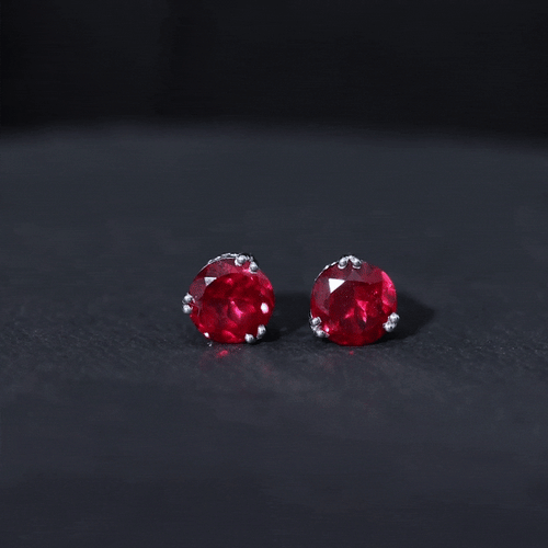 4.7 Carat Lab Created Ruby Solitaire Stud Earrings for Women Rosec Jewels