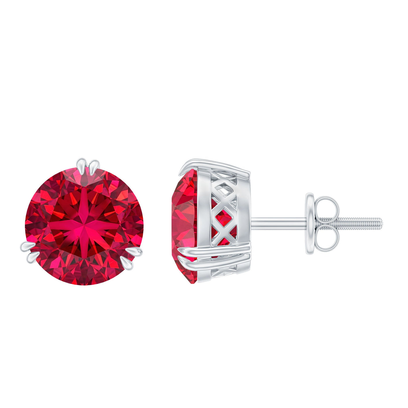 4.7 Carat Lab Created Ruby Solitaire Stud Earrings for Women Rosec Jewels