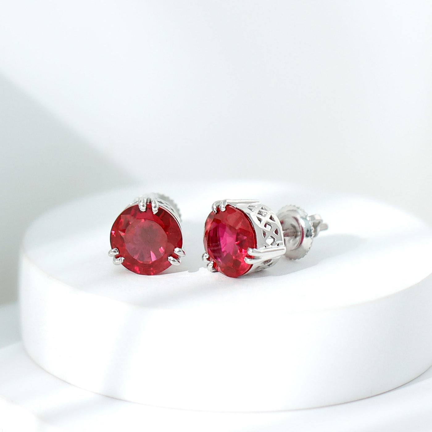 4.7 Carat Lab Created Ruby Solitaire Stud Earrings for Women Rosec Jewels