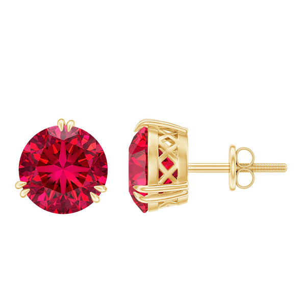 4.7 Carat Lab Created Ruby Solitaire Stud Earrings for Women Rosec Jewels