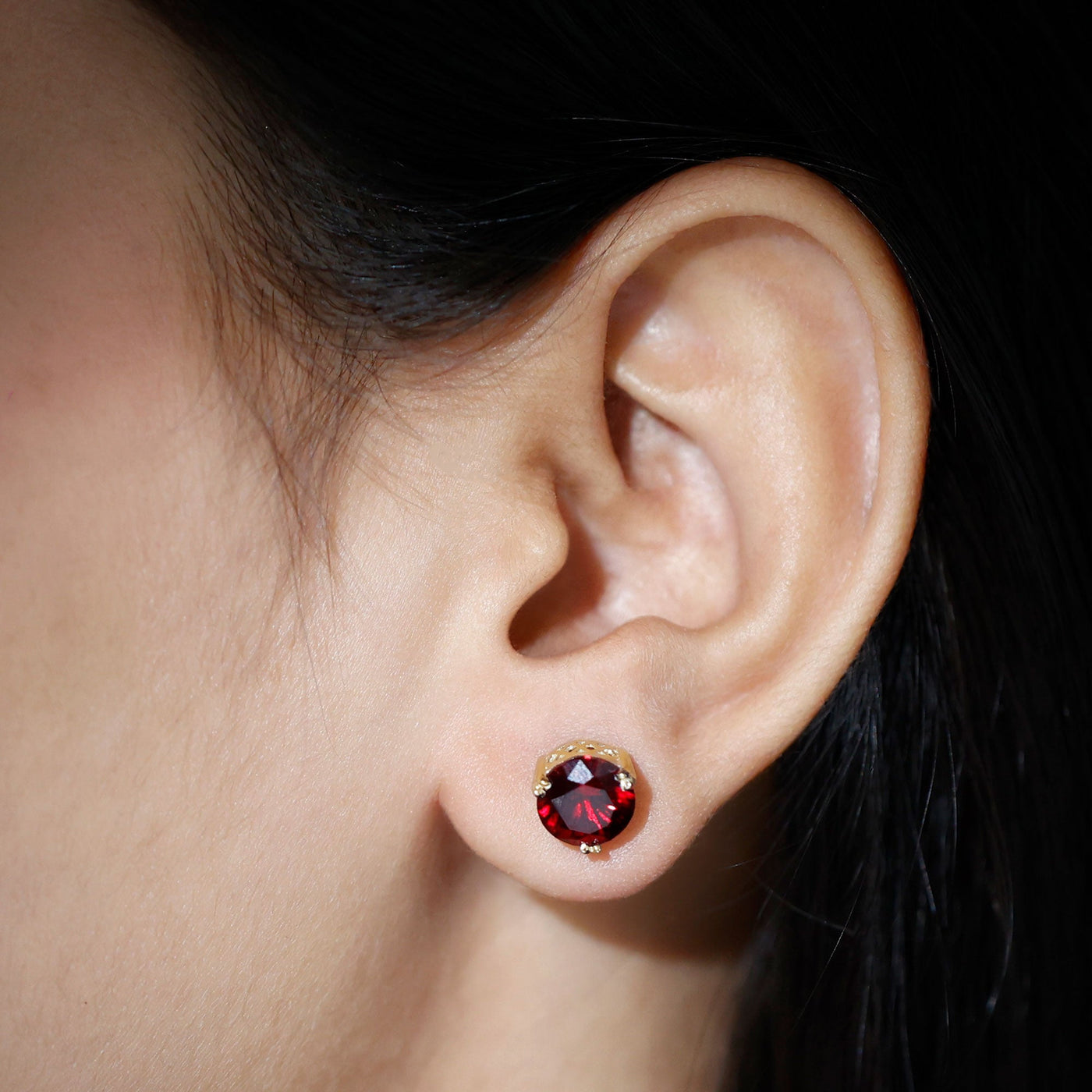 4.7 Carat Lab Created Ruby Solitaire Stud Earrings for Women Rosec Jewels