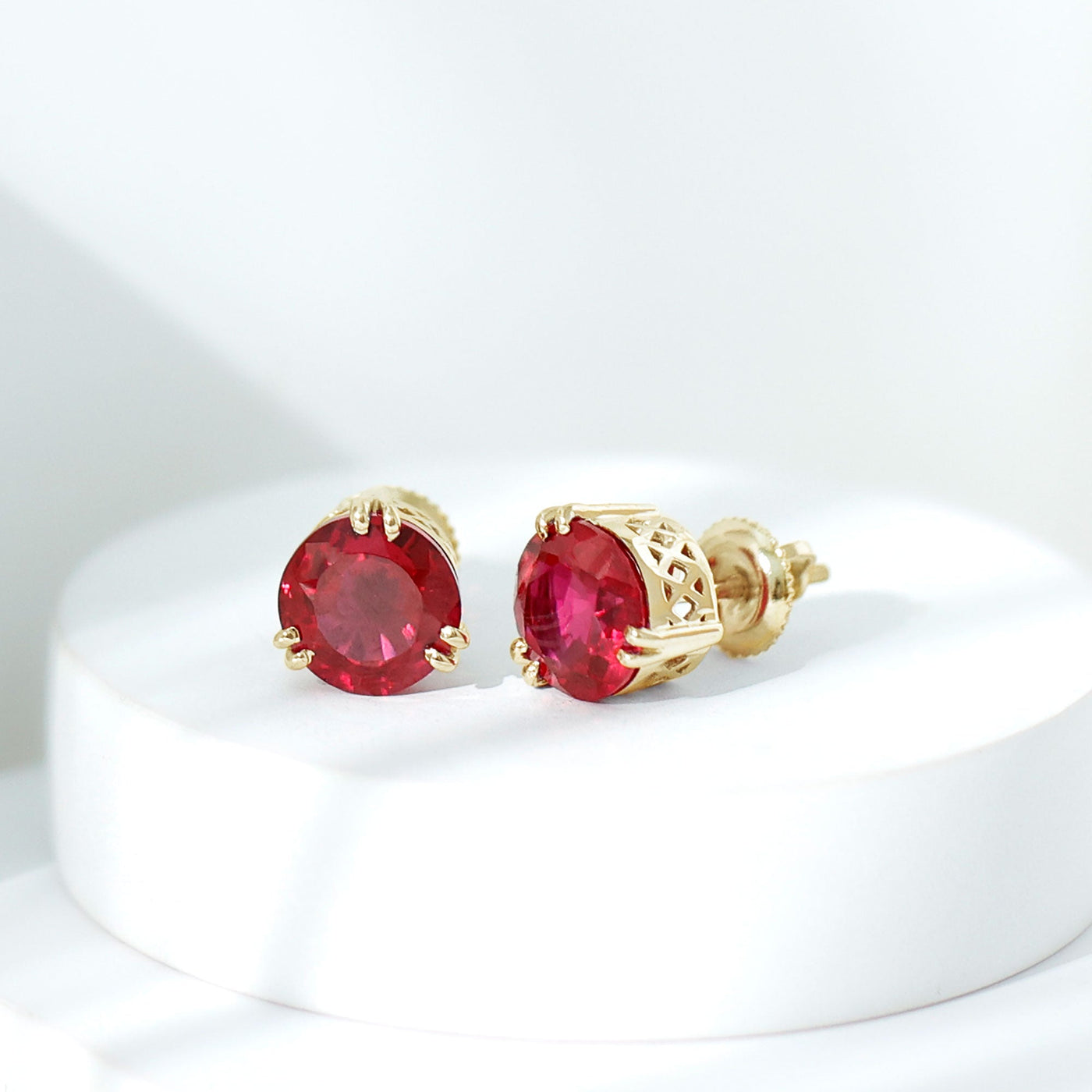 4.7 Carat Lab Created Ruby Solitaire Stud Earrings for Women Rosec Jewels