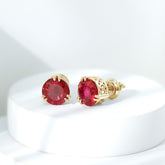 4.7 Carat Lab Created Ruby Solitaire Stud Earrings for Women Rosec Jewels