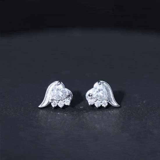 Heart Shape Moissanite Stud Earrings with Screw Back Rosec Jewels