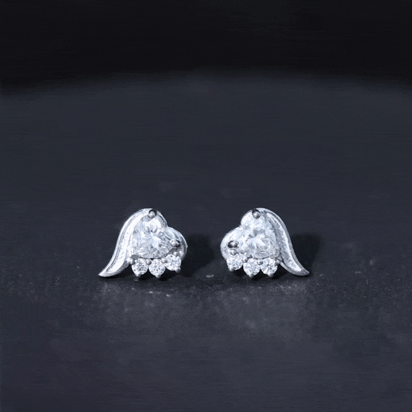 Heart Shape Moissanite Stud Earrings with Screw Back Rosec Jewels