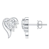 Heart Shape Moissanite Stud Earrings with Screw Back Rosec Jewels