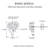 Heart Shape Moissanite Stud Earrings with Screw Back Rosec Jewels