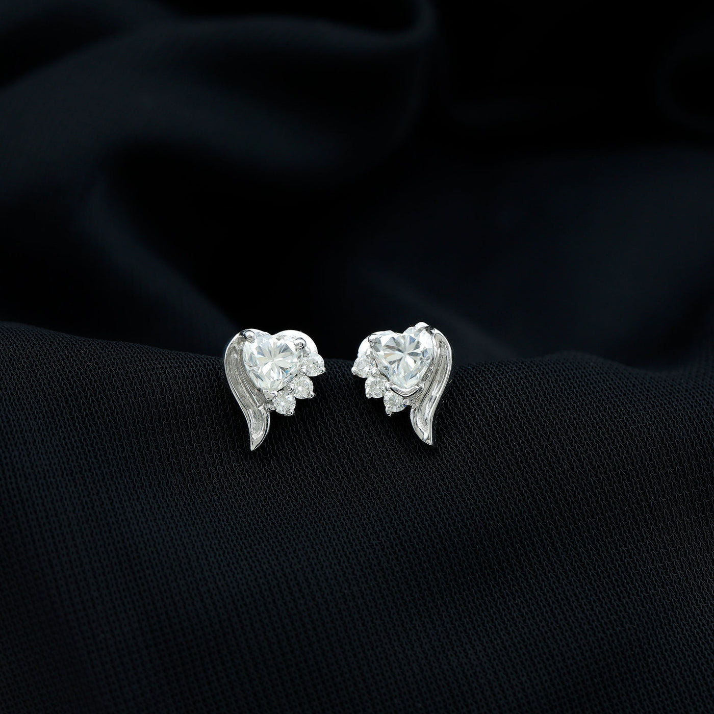 Heart Shape Moissanite Stud Earrings with Screw Back Rosec Jewels