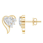 Heart Shape Moissanite Stud Earrings with Screw Back Rosec Jewels